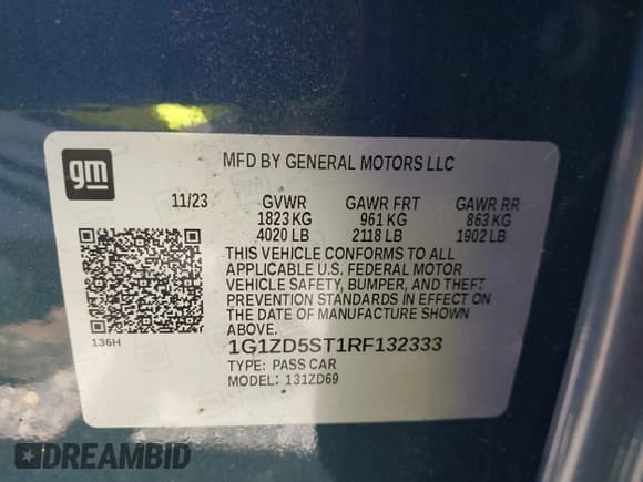 ✅ 2024 Chevrolet Malibu LT • VIN: 1G1ZD5ST1RF132333 • Lot: 42899012. Wystawiony na IAAI z przebiegiem 46 843 mil. Bezpłatny archiwum sprzedaży aukcyjnych z USA i szczegółowy raport historii pojazdu na DreamBid. Zdjęcie 9.