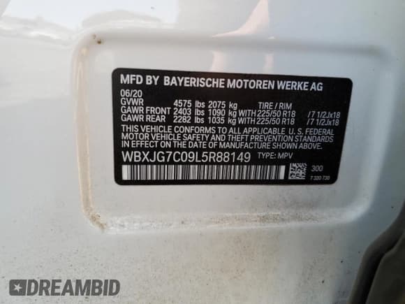 ✅ 2020 BMW X1 sDrive28i • VIN: WBXJG7C09L5R88149 • Лот: 69053655. Опубликован ранее на Copart с пробегом 60 604 миль. Бесплатный доступ к архиву аукционных продаж из США и подробный отчёт об истории автомобиля на DreamBid. Изображение 13.