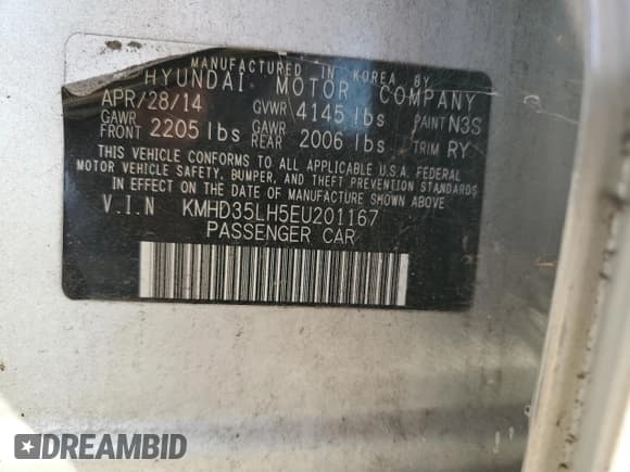 ✅ 2014 Hyundai Elantra • VIN: KMHD35LH5EU201167 • Lot: 91841355. Listed on Copart with 123,702 mi. Free auction sales archive from the USA and detailed vehicle history report at DreamBid. Image 12.