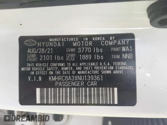 ✅ 2022 Hyundai Venue SEL • VIN: KMHRC8A3XNU139361 • Lot: 43370989. Listed on IAAI with 140,835 mi. Free auction sales archive from the USA and detailed vehicle history report at DreamBid. Image 9.