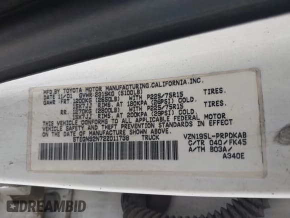 ✅ 2002 Toyota Tacoma PreRunner • VIN: 5TEGN92N72Z011738 • Lot: 43692039. Wystawiony na IAAI z przebiegiem 324 979 mil. Bezpłatny archiwum sprzedaży aukcyjnych z USA i szczegółowy raport historii pojazdu na DreamBid. Zdjęcie 9.