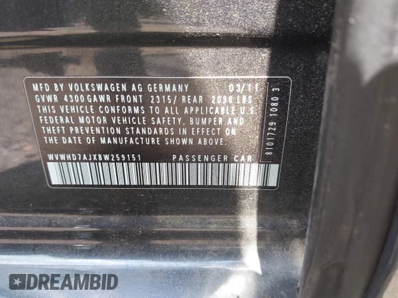 ✅ 2011 Volkswagen Golf GTI w/Sunroof & Navi PZEV • VIN: WVWHD7AJXBW259151 • Lot: 42663693. Wystawiony na IAAI z przebiegiem 183 479 mil. Bezpłatny archiwum sprzedaży aukcyjnych z USA i szczegółowy raport historii pojazdu na DreamBid. Zdjęcie 9.