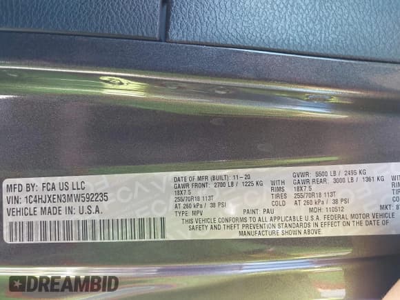 ✅ 2021 Jeep Wrangler Unlimited Sahara • VIN: 1C4HJXEN3MW592235 • Lot: 42690167. Listed on IAAI with 103,351 mi. Free auction sales archive from the USA and detailed vehicle history report at DreamBid. Image 9.