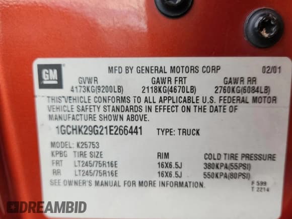 ✅ 2001 Chevrolet Silverado 2500HD LS • VIN: 1GCHK29G21E266441 • Лот: 81143835. Опубликован ранее на Copart с пробегом Не указан. Бесплатный доступ к архиву аукционных продаж из США и подробный отчёт об истории автомобиля на DreamBid. Изображение 12.