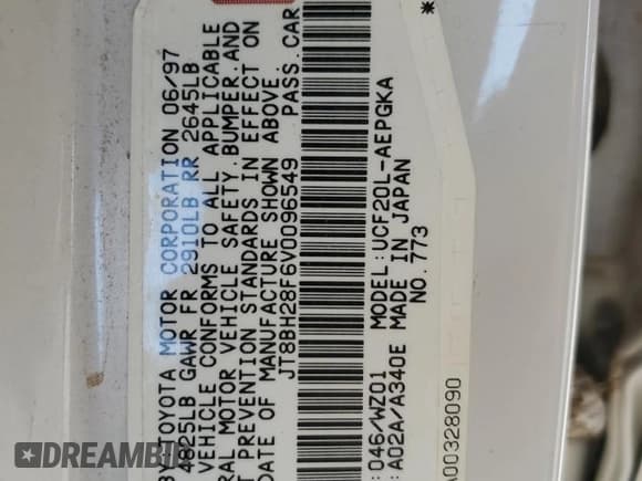 ✅ 1997 Lexus LS 400 • VIN: JT8BH28F6V0096549 • Лот: 73710654. Опубликован ранее на Copart с пробегом Не указан. Бесплатный доступ к архиву аукционных продаж из США и подробный отчёт об истории автомобиля на DreamBid. Изображение 12.