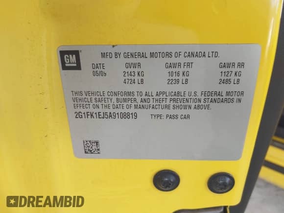 2010 Chevrolet Camaro 2SS z VIN 2G1FK1EJ5A9108819, wystawiony jako IAAI lot #43111522 z przebiegiem 174 324 mil mil oraz . Historia ofert i sprzedaży dostępna na DreamBid. Obrazek 9.