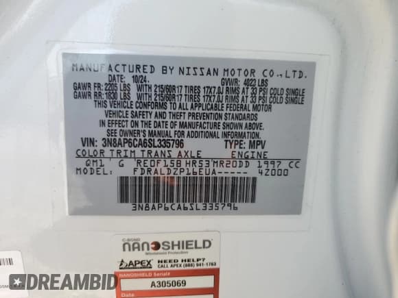 ✅ 2025 Nissan Kicks SV • VIN: 3N8AP6CA6SL335796 • Lot: 86791825. Wystawiony na Copart z przebiegiem 6 425 mil. Bezpłatny archiwum sprzedaży aukcyjnych z USA i szczegółowy raport historii pojazdu na DreamBid. Zdjęcie 14.