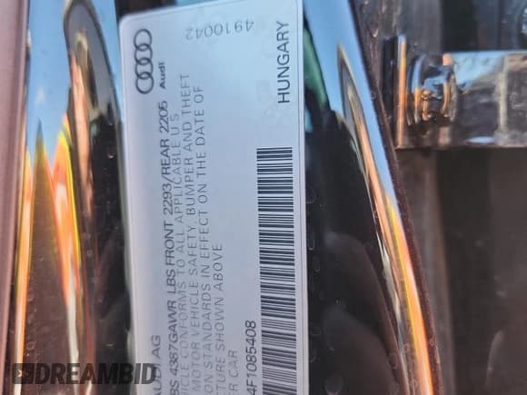 ✅ 2015 Audi A3 Premium • VIN: WAUACGFF4F1085408 • Lot: 90937225. Listed on Copart with 96,072 mi. Free auction sales archive from the USA and detailed vehicle history report at DreamBid. Image 12.