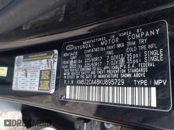 ✅ 2019 Hyundai Tucson SE • VIN: KM8J2CA48KU895729 • Лот: 43502823. Опубликован ранее на IAAI с пробегом 83 608 миль. Бесплатный доступ к архиву аукционных продаж из США и подробный отчёт об истории автомобиля на DreamBid. Изображение 9.