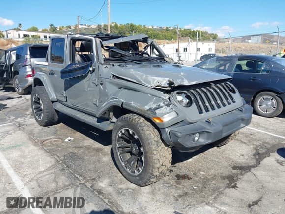 ✅ 2021 Jeep Wrangler Unlimited Sport S • VIN: 1C4HJXDG6MW817511 • Lot: 43464363. Listed on IAAI with 53,827 mi. Free auction sales archive from the USA and detailed vehicle history report at DreamBid. Image 1.