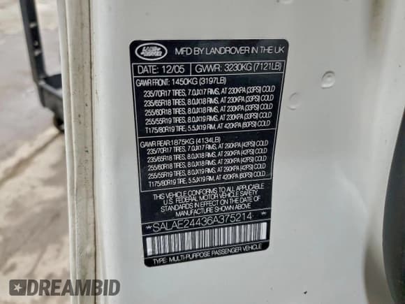 ✅ 2006 Land Rover LR3 • VIN: SALAE24436A375214 • Lot: 94262085. Listed on Copart with 155,108 mi. Free auction sales archive from the USA and detailed vehicle history report at DreamBid. Image 13.