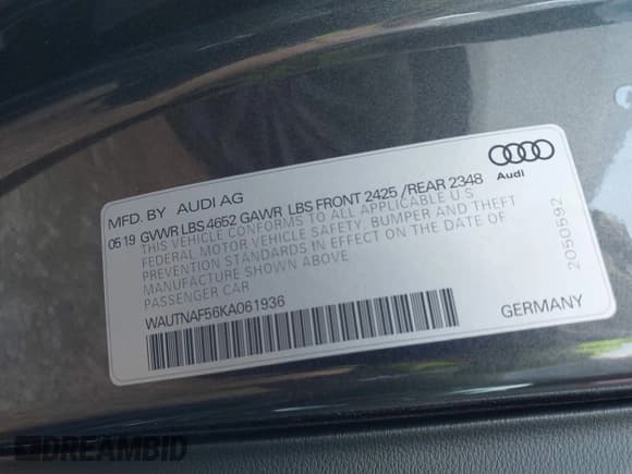 ✅ 2019 Audi A5 Premium Plus • VIN: WAUTNAF56KA061936 • Lot: 41701015. Wystawiony na IAAI z przebiegiem 72 318 mil. Bezpłatny archiwum sprzedaży aukcyjnych z USA i szczegółowy raport historii pojazdu na DreamBid. Zdjęcie 9.