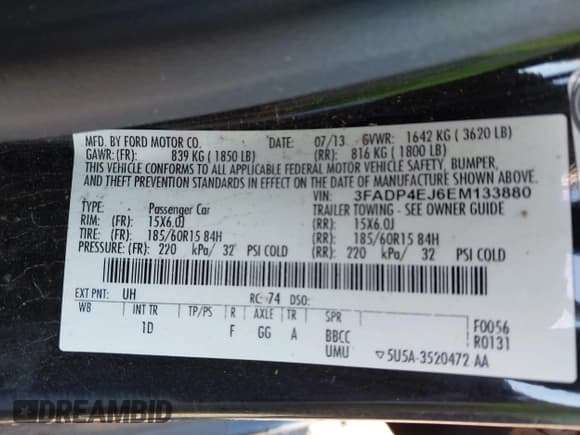 ✅ 2014 Ford Fiesta SE • VIN: 3FADP4EJ6EM133880 • Lot: 43387604. Wystawiony na IAAI z przebiegiem 93 640 mil. Bezpłatny archiwum sprzedaży aukcyjnych z USA i szczegółowy raport historii pojazdu na DreamBid. Zdjęcie 9.