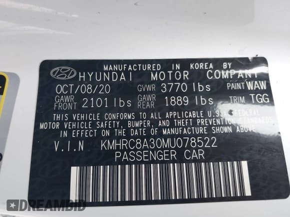 ✅ 2021 Hyundai Venue Denim • VIN: KMHRC8A30MU078522 • Лот: 41553384. Опубликован ранее на IAAI с пробегом 39 323 миль. Бесплатный доступ к архиву аукционных продаж из США и подробный отчёт об истории автомобиля на DreamBid. Изображение 9.