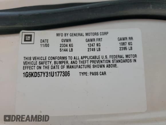 ✅ 2001 Cadillac DeVille • VIN: 1G6KD57Y31U177306 • Lot: 67041735. Wystawiony na Copart z przebiegiem 116 561 mil. Bezpłatny archiwum sprzedaży aukcyjnych z USA i szczegółowy raport historii pojazdu na DreamBid. Zdjęcie 12.