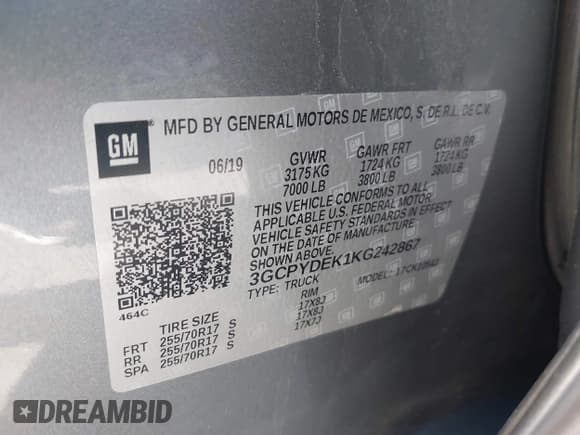 ✅ 2019 Chevrolet Silverado 1500 LT • VIN: 3GCPYDEK1KG242867 • Lot: 41342133. Wystawiony na IAAI z przebiegiem 119 442 mil. Bezpłatny archiwum sprzedaży aukcyjnych z USA i szczegółowy raport historii pojazdu na DreamBid. Zdjęcie 9.