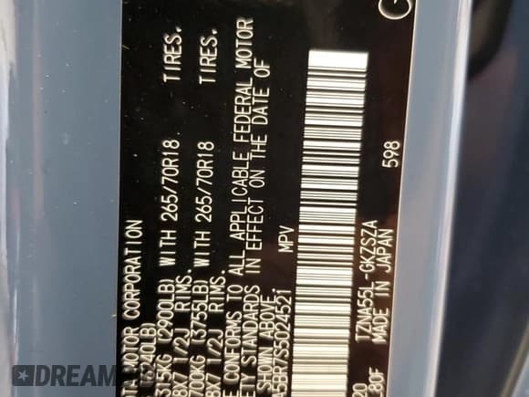 ✅ 2025 Toyota 4Runner SR5 • VIN: JTEVA5BR7S5024521 • Lot: 84417385. Listed on Copart with 1,391 mi. Free auction sales archive from the USA and detailed vehicle history report at DreamBid. Image 14.