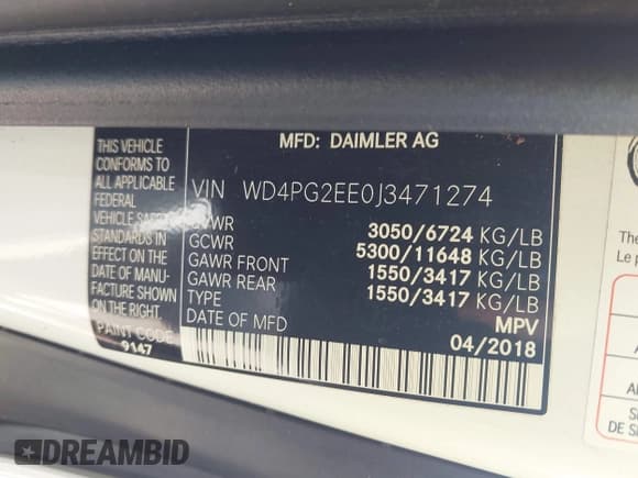 ✅ 2018 Mercedes-Benz Metris Passenger • VIN: WD4PG2EE0J3471274 • Lot: 42161079. Wystawiony na IAAI z przebiegiem 101 638 mil. Bezpłatny archiwum sprzedaży aukcyjnych z USA i szczegółowy raport historii pojazdu na DreamBid. Zdjęcie 9.