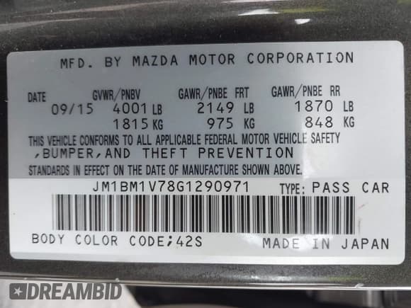 ✅ 2016 Mazda 3 i Touring • VIN: JM1BM1V78G1290971 • Lot: 43592759. Listed on IAAI with 87,031 mi. Free auction sales archive from the USA and detailed vehicle history report at DreamBid. Image 9.