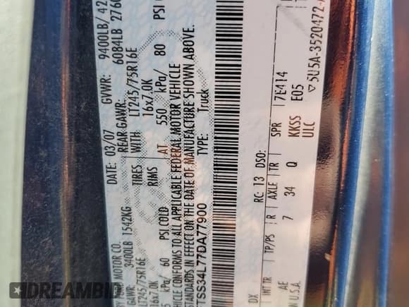 ✅ 2007 Ford Econoline Cargo Recreational • VIN: 1FTSS34L77DA77900 • Lot: 77790664. Wystawiony na Copart z przebiegiem 974 420 mil. Bezpłatny archiwum sprzedaży aukcyjnych z USA i szczegółowy raport historii pojazdu na DreamBid. Zdjęcie 12.