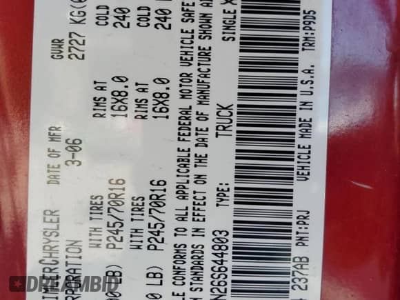 2006 Dodge Dakota SLT z VIN 1D7HE42N26S644803, wystawiony jako Copart lot #46077685 z przebiegiem 247 937 mil mil oraz Szkoda całkowita • Salvage title. Historia ofert i sprzedaży dostępna na DreamBid. Obrazek 13.