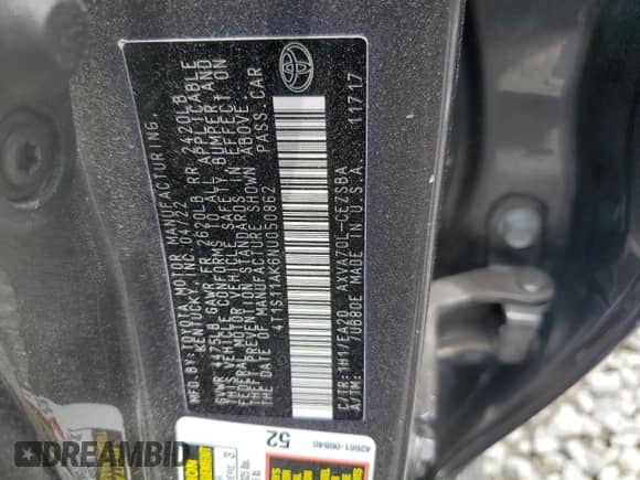 2022 Toyota Camry SE with VIN 4T1S11AK6NU050862, listed as a Copart auction lot 64010585 with 71,277 mi miles and Salvage title. Bid and sale history available at DreamBid. Image 12.