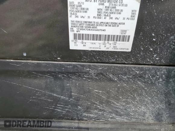 ✅ 2016 Ford Explorer XLT • VIN: 1FM5K7D83GGA07045 • Lot: 85135685. Wystawiony na Copart z przebiegiem 123 244 mil. Bezpłatny archiwum sprzedaży aukcyjnych z USA i szczegółowy raport historii pojazdu na DreamBid. Zdjęcie 13.