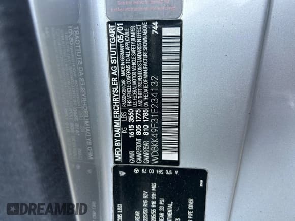 ✅ 2001 Mercedes-Benz SLK 230 Kompressor • VIN: WDBKK49F31F234132 • Лот: 85955525. Опубликован ранее на Copart с пробегом 153 891 миль. Бесплатный доступ к архиву аукционных продаж из США и подробный отчёт об истории автомобиля на DreamBid. Изображение 10.