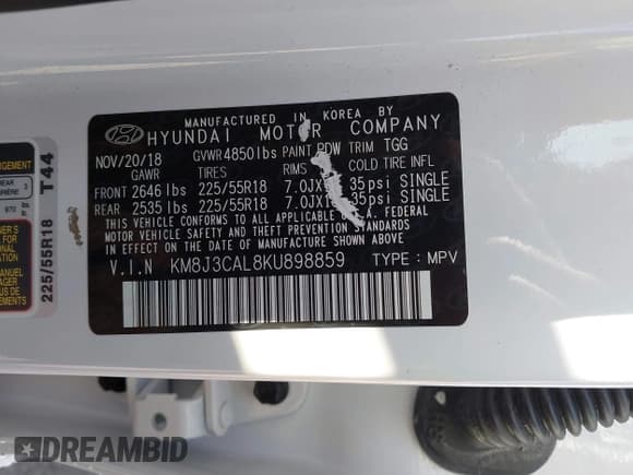 ✅ 2019 Hyundai Tucson Ultimate • VIN: KM8J3CAL8KU898859 • Лот: 43345765. Опубликован ранее на IAAI с пробегом 67 190 миль. Бесплатный доступ к архиву аукционных продаж из США и подробный отчёт об истории автомобиля на DreamBid. Изображение 9.