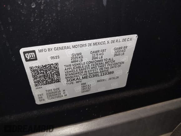 ✅ 2024 GMC Terrain SLE • VIN: 3GKALMEG3RL110389 • Lot: 43715185. Listed on IAAI with 37,894 mi. Free auction sales archive from the USA and detailed vehicle history report at DreamBid. Image 9.