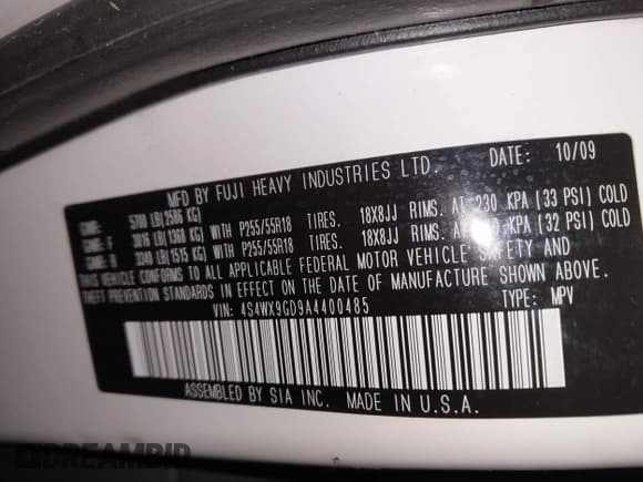 ✅ 2010 Subaru Tribeca Limited • VIN: 4S4WX9GD9A4400485 • Лот: 43823719. Опубликован ранее на IAAI с пробегом 182 998 миль. Бесплатный доступ к архиву аукционных продаж из США и подробный отчёт об истории автомобиля на DreamBid. Изображение 9.