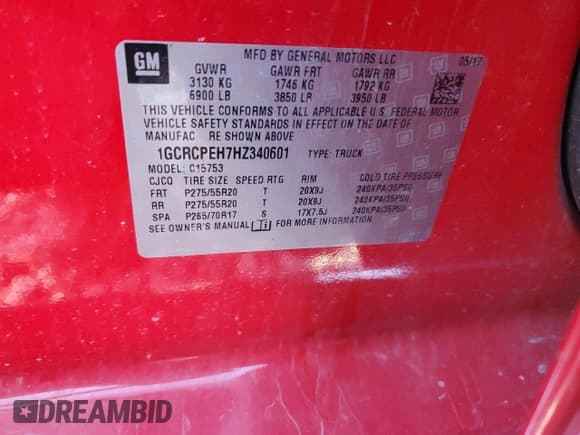 ✅ 2017 Chevrolet Silverado 1500 Custom • VIN: 1GCRCPEH7HZ340601 • Lot: 82903254. Wystawiony na Copart z przebiegiem 110 334 mil. Bezpłatny archiwum sprzedaży aukcyjnych z USA i szczegółowy raport historii pojazdu na DreamBid. Zdjęcie 12.