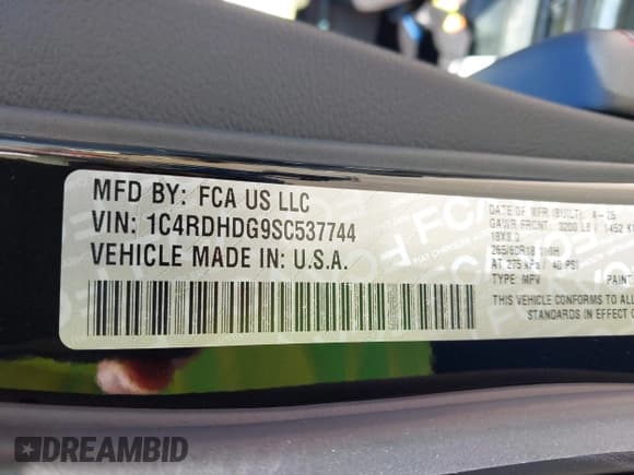 ✅ 2025 Dodge Durango GT • VIN: 1C4RDHDG9SC537744 • Lot: 42257516. Listed on IAAI with 668 mi. Free auction sales archive from the USA and detailed vehicle history report at DreamBid. Image 9.