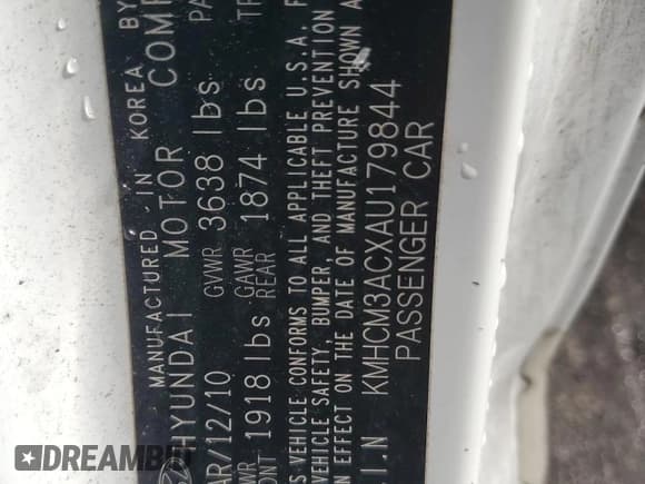 ✅ 2010 Hyundai Accent GS • VIN: KMHCM3ACXAU179844 • Лот: 83676584. Опубликован ранее на Copart с пробегом 62 540 миль. Бесплатный доступ к архиву аукционных продаж из США и подробный отчёт об истории автомобиля на DreamBid. Изображение 12.