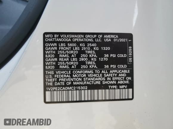 ✅ 2021 Volkswagen Atlas SE • VIN: 1V2PE2CA0MC215302 • Lot: 81030425. Listed on Copart with 85,884 mi. Free auction sales archive from the USA and detailed vehicle history report at DreamBid. Image 14.