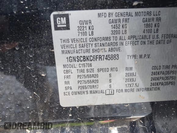 ✅ 2015 Chevrolet Tahoe LT • VIN: 1GNSCBKC6FR745883 • Lot: 43506262. Wystawiony na IAAI z przebiegiem 172 979 mil. Bezpłatny archiwum sprzedaży aukcyjnych z USA i szczegółowy raport historii pojazdu na DreamBid. Zdjęcie 9.