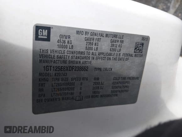 ✅ 2013 GMC Sierra 2500HD Denali • VIN: 1GT125E8XDF238662 • Лот: 42253366. Опубликован ранее на IAAI с пробегом 250 409 миль. Бесплатный доступ к архиву аукционных продаж из США и подробный отчёт об истории автомобиля на DreamBid. Изображение 9.