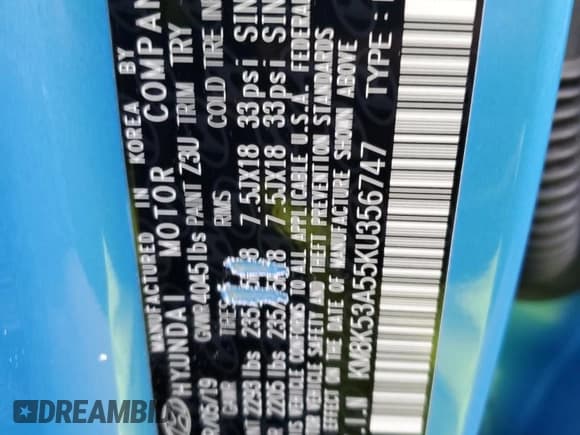 ✅ 2019 Hyundai Kona Ultimate • VIN: KM8K53A55KU356747 • Лот: 91463435. Опубликован ранее на Copart с пробегом 26 210 миль. Бесплатный доступ к архиву аукционных продаж из США и подробный отчёт об истории автомобиля на DreamBid. Изображение 12.