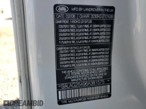 ✅ 2006 Land Rover LR3 HSE • VIN: SALAG25496A381575 • Lot: 63529735. Wystawiony na Copart z przebiegiem 154 930 mil. Bezpłatny archiwum sprzedaży aukcyjnych z USA i szczegółowy raport historii pojazdu na DreamBid. Zdjęcie 13.