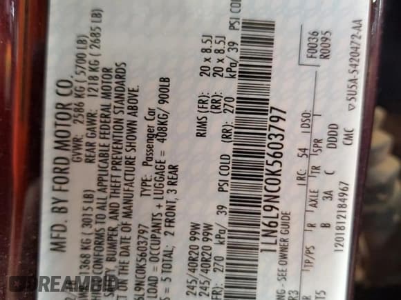 ✅ 2019 Lincoln Continental Reserve • VIN: 1LN6L9NC0K5603797 • Лот: 60461415. Опубликован ранее на Copart с пробегом 80 086 миль. Бесплатный доступ к архиву аукционных продаж из США и подробный отчёт об истории автомобиля на DreamBid. Изображение 13.