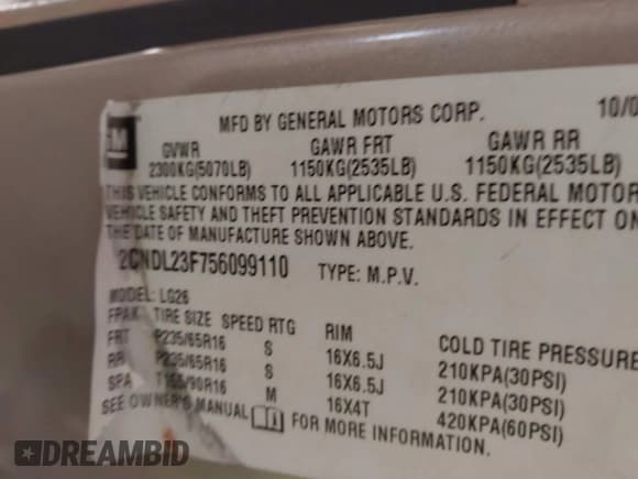 ✅ 2005 Chevrolet Equinox LS • VIN: 2CNDL23F756099110 • Лот: 39286985. Опубликован ранее на IAAI с пробегом 213 744 миль. Бесплатный доступ к архиву аукционных продаж из США и подробный отчёт об истории автомобиля на DreamBid. Изображение 9.