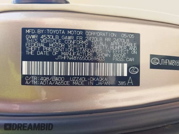 ✅ 2005 Lexus SC 430 • VIN: JTHFN48Y650069603 • Lot: 42803543. Wystawiony na IAAI z przebiegiem 100 300 mil. Bezpłatny archiwum sprzedaży aukcyjnych z USA i szczegółowy raport historii pojazdu na DreamBid. Zdjęcie 9.