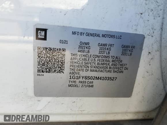 2021 Chevrolet Bolt EV LT z VIN 1G1FY6S02M4103527, wystawiony jako Copart lot #81550613 z przebiegiem 56 790 mil mil oraz . Historia ofert i sprzedaży dostępna na DreamBid. Obrazek 13.