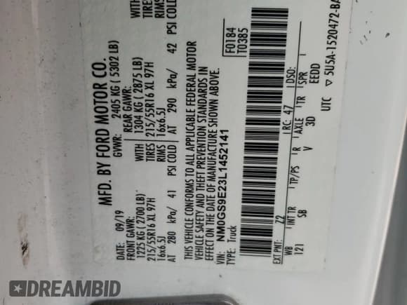 ✅ 2020 Ford Transit Connect XL • VIN: NM0GS9E23L1452141 • Lot: 73471454. Wystawiony na Copart z przebiegiem 83 057 mil. Bezpłatny archiwum sprzedaży aukcyjnych z USA i szczegółowy raport historii pojazdu na DreamBid. Zdjęcie 12.