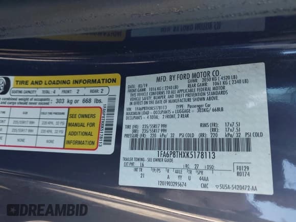 ✅ 2019 Ford Mustang EcoBoost • VIN: 1FA6P8THXK5178113 • Lot: 43690364. Wystawiony na IAAI z przebiegiem 78 980 mil. Bezpłatny archiwum sprzedaży aukcyjnych z USA i szczegółowy raport historii pojazdu na DreamBid. Zdjęcie 9.