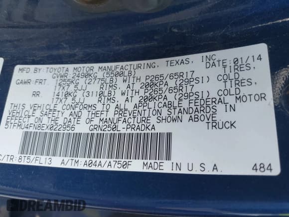 ✅ 2014 Toyota Tacoma • VIN: 5TFMU4FN8EX022956 • Lot: 43780767. Listed on IAAI with 176,152 mi. Free auction sales archive from the USA and detailed vehicle history report at DreamBid. Image 9.