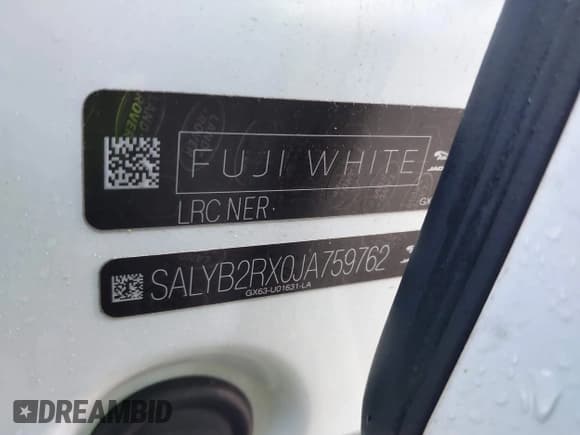 ✅ 2018 Land Rover Range Rover Velar S • VIN: SALYB2RX0JA759762 • Lot: 41430044. Listed on IAAI with 66,247 mi. Free auction sales archive from the USA and detailed vehicle history report at DreamBid. Image 9.