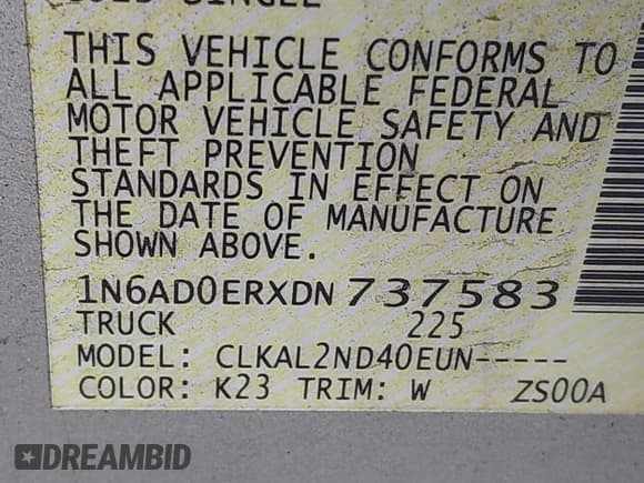 ✅ 2013 Nissan Frontier SL • VIN: 1N6AD0ERXDN737583 • Lot: 42406774. Listed on IAAI with 121,082 mi. Free auction sales archive from the USA and detailed vehicle history report at DreamBid. Image 9.