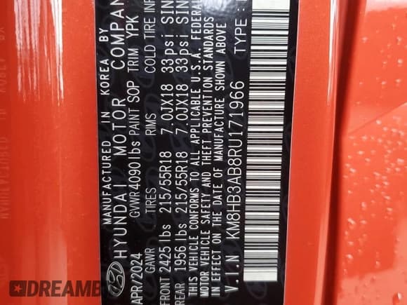 ✅ 2024 Hyundai Kona SEL • VIN: KM8HB3AB8RU171966 • Лот: 90621385. Опубликован ранее на Copart с пробегом 18 183 миль. Бесплатный доступ к архиву аукционных продаж из США и подробный отчёт об истории автомобиля на DreamBid. Изображение 13.