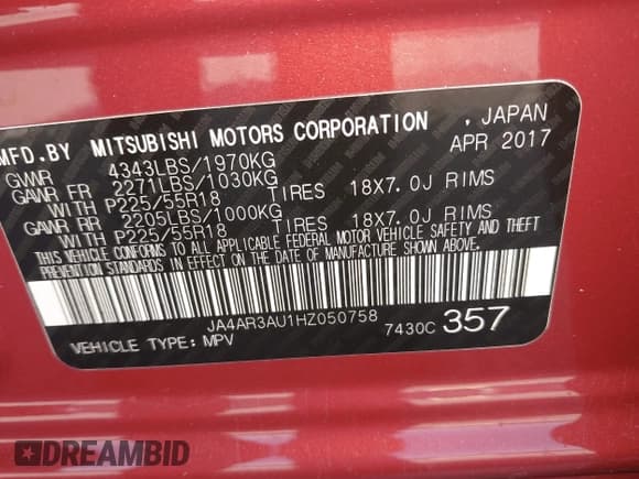 ✅ 2017 Mitsubishi Outlander ES • VIN: JA4AR3AU1HZ050758 • Lot: 42728384. Wystawiony na IAAI z przebiegiem 59 405 mil. Bezpłatny archiwum sprzedaży aukcyjnych z USA i szczegółowy raport historii pojazdu na DreamBid. Zdjęcie 9.